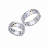 18k Gold His & Hers Two Tone 0.05 ct Diamond Wedding Band Set 019