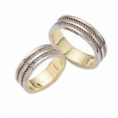 18k His & Hers Two Tone Gold 021 Wedding Band Set HH02118K