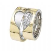 950 Platinum and 18K Gold His & Hers Two Tone Gold 0.24ctw Diamond Wedding Band Set 002