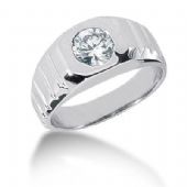 Men's Platinum Diamond Ring 1 Round Stone 1.00 ctw 100PLAT-MDR1073