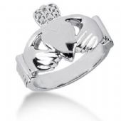 Men's Platinum Irish Claddagh Ring 106PLAT-MDR114