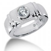 Men's Platinum Diamond Ring 1 Round Stone 111PLAT-MDR1084