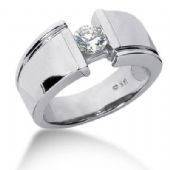 Men's Platinum Diamond Ring 1 Round Stone 112PLAT-MDR334