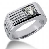 Men's Platinum Diamond Ring 1 Round Stone 113PLAT-MDR289