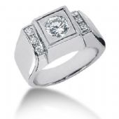 Men's Platinum Diamond Ring 1 Round Stone 118PLAT-MDR1004
