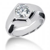 Men's Platinum Diamond Ring 1 Round Stone 2.50 ctw 120PLAT-MDR1140