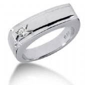 Men's Platinum Diamond Ring 1 Round Stone 0.10 ct 122PLAT-MDR1135