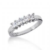 18K Gold Diamond Anniversary Wedding Ring 5 Princess Cut Diamonds 0.8ctw 124WR22818K