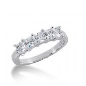 18K Gold Diamond Anniversary Wedding Ring 5 Princess Cut Diamonds 1.4ctw 127WR25018K