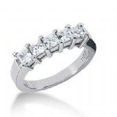 18K Gold Diamond Anniversary Wedding Ring 5 Princess Cut Diamonds 1.00ctw 128WR18218K