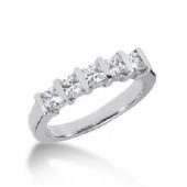 18K Gold Diamond Anniversary Wedding Ring 5 Princess Cut Diamonds 0.8ctw 129WR66618K