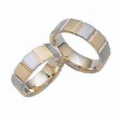 18K Gold His & Hers Two Tone Wedding Band Set 022