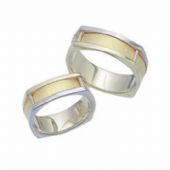 950 Platinum and 18K Gold His & Hers Two Tone Wedding Band Set 025