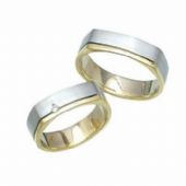18k His & Hers Two Tone Gold 0.05 ct Diamond 027 Wedding Band Set HH02718K