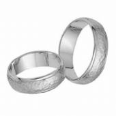 18k Gold His & Hers 6mm Hammered Finish Classic Wedding Band Set 005