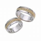 18k His & Hers Two Tone Gold 029 Wedding Band Set HH02914K