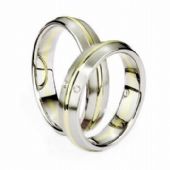 Platinum & 18k His & Hers Two Tone Gold 0.21 ct Diamond 041 Wedding Band Set HH041PLT