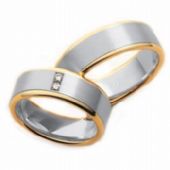 18k His & Hers Two Tone Gold 0.10 ct Diamond 045 Wedding Band Set HH04518K