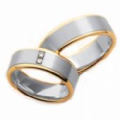 Platinum & 18k His & Hers Two Tone Gold 0.10 ct Diamond 045 Wedding Band Set HH045PLT