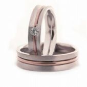 Platinum & 18k His & Hers Two Tone Gold 0.08 ct Diamond 050 Wedding Band Set HH050PLT