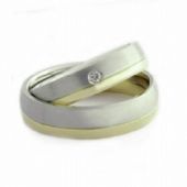 18k His & Hers Two Tone Gold 0.05 ct Diamond 053 Wedding Band Set HH05318K