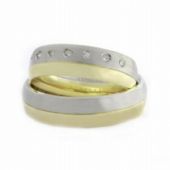 18k His & Hers Two Tone Gold 0.14 ct Diamond 057 Wedding Band Set HH05718K