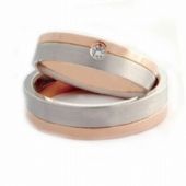 Platinum & 18k His & Hers Two Tone Gold 0.05 ct Diamond 058 Wedding Band Set HH058PLT