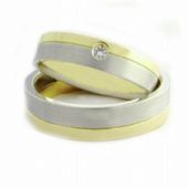 18k His & Hers Two Tone Gold 0.05ct Diamond 059 Wedding Band Set HH05918K