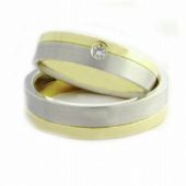 Platinum & 18k His & Hers Two Tone Gold 0.05ct Diamond 059 Wedding Band Set HH059PLT