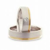 18k His & Hers Two Tone Gold 0.07 ct Diamond 063 Wedding Band Set HH06318K