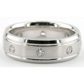 Platinum 950 6.5mm Diamond Wedding Bands Rings 0881