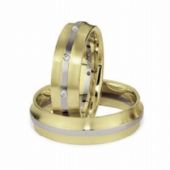 18k His & Hers Two Tone Gold 0.16 ct Diamond 073 Wedding Band Set HH07318K