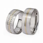 18k His & Hers Two Tone Gold 0.48 ct Diamond 076 Wedding Band Set HH07618K