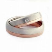 18k His & Hers Two Tone Gold 0.05 ct Diamond 078 Wedding Band Set HH07818K