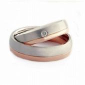 Platinum & 18k His & Hers Two Tone Gold 0.05 ct Diamond 078 Wedding Band Set HH078PLT