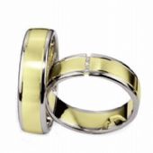 18k His & Hers Two Tone Gold 0.09 ct Diamond 083 Wedding Band Set HH08318K