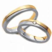 Platinum & 18k His & Hers Two Tone Gold 0.05 ct Diamond 090 Wedding Band Set HH090PLT