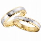 Platinum & 18k His & Hers Two Tone Gold 0.07 ct Diamond 092 Wedding Band Set HH092PLT