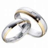 18k His & Hers Two Tone Gold 0.10 ct Diamond 093 Wedding Band Set HH09318K