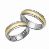 Platinum & 18k His & Hers Two Tone Gold 098 Wedding Band Set HH098PLT