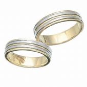 18k His & Hers Two Tone Gold 103 Wedding Band Set HH10318K