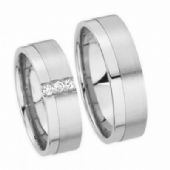 Platinum His & Hers Gold 0.09ctw. Diamond 140 Wedding Band Set HH140PLT