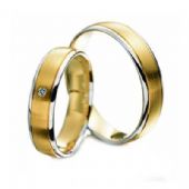 14k His & Hers Two Tone Gold 0.06 ct Diamond 145 Wedding Band Set HH14514K