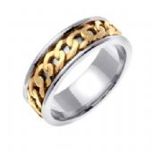 14k Gold Two Tone 7mm Celtic Link Wedding Band 4024
