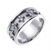 14K White Gold 9mm Celtic Fleur de Lis Ring 4025