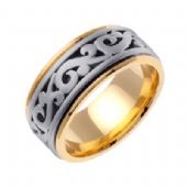 14K Gold Two Tone 9.5mm Celtic Wedding Band 4028