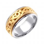 14K Gold Two Tone 9.5mm Celtic Wedding Band 4029