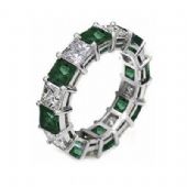 18k Shared Prong 2.70 Carat Emerald & Diamond Eternity Band