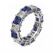 18k Shared Prong 2.70 Carat Sapphire & Diamond Eternity Band