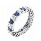 18k Shared Prong 2.00 Carat Sapphire & Diamond Eternity Band